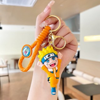 臺灣-出貨 【新款熱銷】卡通動漫火影忍者鑰匙扣掛件卡卡西公仔汽車鑰匙鏈情侶書包掛飾 FXZH, 漩渦鳴人黃色, 1個
