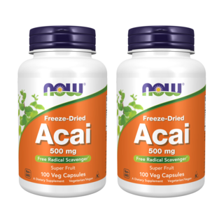 NOW Foods 凍乾巴西莓500mg素食膠囊, 100顆, 2罐
