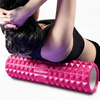 싱글레이드 돌기 지압 마사지 파우치 폼롤러 45cm, 핑크, 1개