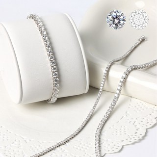 오로프 전체 14K 화이트골드 금 모이사나이트 다이아 테니스 명품 이중잠금 팔찌 GRA 보증서