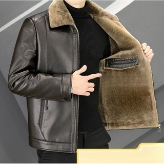 해피유통 남성 레더 코트 재킷 쇼트 중장년 겨울 기모 도톰 아빠옷jhz