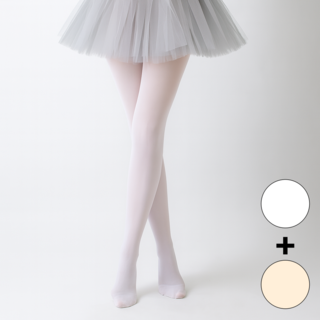 르발렛 슬림보정 4방향 스트레치 고탄력 성인 발레 타이즈 1+1, 화이트+스킨