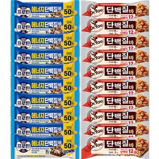 단백질 간식 보충 단백질바 모음 이지프로틴 에너지 단백질바 + 닥터유 단백질바 12개씩, 1세트, 1.08kg