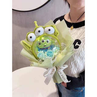 超暖心台灣現貨IG網美同款波波球花束 草莓熊熊抱哥 生日禮物送男女朋友情人節交換禮物教師節禮物畢業禮物, 三眼怪波波球送禮物袋, 1個