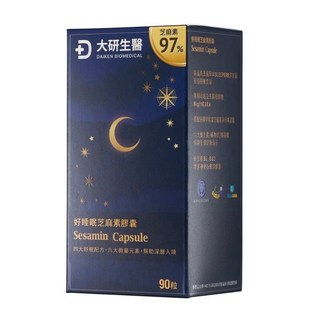 大研好睡眠芝麻素膠囊，提升睡眠品質，天然萃取，幫助入睡, 1個, 大研好睡眠芝麻素膠囊90粒/瓶