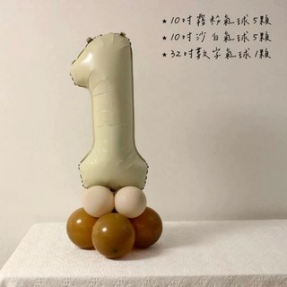 32吋數字氣球組 (1、2、3) 10吋霧藍氣球 10吋沙白氣球, 霧藍數字1氣球套組, 1套