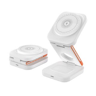 蘋果Magsafe磁吸三合一無線充電座 蘋果手錶手機15W Qi快充 隔日配, 1個, 珍珠白 無線磁吸3合1充電盤