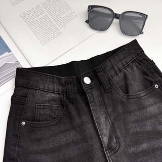 高腰開叉喇叭牛仔長褲 顯瘦微喇叭褲 丹寧長褲