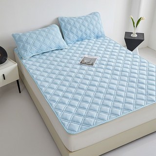 시즌오프 Cozy Aura 여름 시원한 냉감패드 냉감 침대패드 쿨매트 고정밴드형, 블루