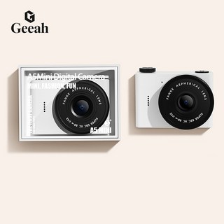 Geeah 빈티지카메라 전후면 듀얼 카메라 초소형 고화질 디지털카메라 64GB, 흰색