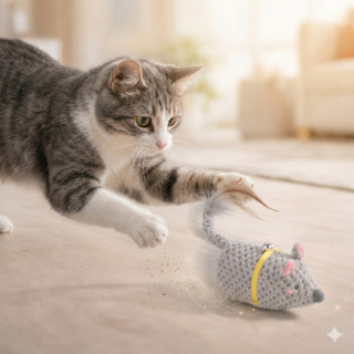 MAAH 고양이 혼자노는 자동 쥐 장난감 [쥐소리나는], 1개, 라이트그레이, SCB-21