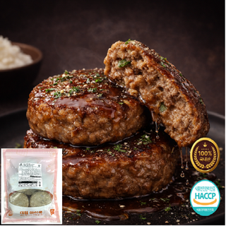 [1kg] 홀리닭 더원 아이쿡 육즙가득 두툼 국내산 돈육 소고기 한돈 한우 함박스테이크 너비아니 떡갈비 햄버거패티 대용량 간편한 밀키트 잡내없이 부드러운, 1개, 1kg