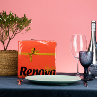 Renova 金標彩色餐巾紙巾, 40張, 1包, 紅色