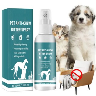 개와 고양이를 위한 100ml 씹지 않는 스프레이 안전한 알코올 없음 것을 방지하는 쓴 애완 동물 훈련 및, 01 CHINA