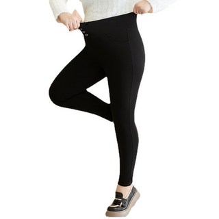 秋冬高腰加絨打底褲女裝 高彈大尺碼顯瘦鉛筆褲 -