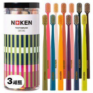 노켄 8도 앵글 부드러운 이중 미세모 칫솔, 3세트, 12개입