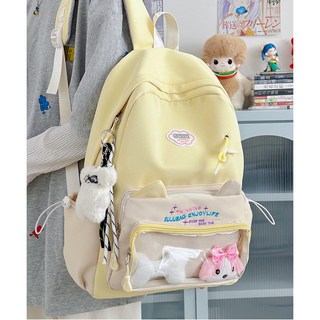 新款可愛透明小雙肩包 高顏值女生背包 小學生書包 文具店包包, 黑色,無規格