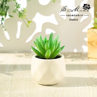 【Sunday】假花多肉盆景 創意擺件人造花 仿真花盆栽 園藝盆栽 假綠植, 植絨綠色天山雪蓮 小鑽石盆, 1個