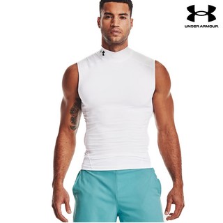 [AK플라자] [언더아머] 남성용 히트기어 컴프레션 슬리브리스 모크 나시 티셔츠 화이트 1361521