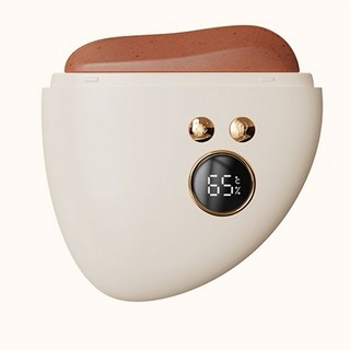 慕詩愛 砭石按摩器 電動刮痧儀 熱敷刮痧板 舒緩按摩 居家SPA享受, 杏色泛石紅, 1個