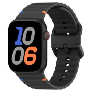 애플워치 호환 스포츠 밴드 컬러풀한 스티치 실리콘 스트랩(11 10 9 8 7 6 5 4 3 2 SE2/3 Ultra2/3)38/40/41/42mm 49/46/45/44/42mm, 블랙, 1개