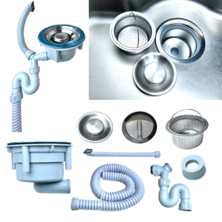 싱크나라 엔지에코 고급형 스텐배수구세트 대형 싱크대 배수구 교체 304스텐 최신형, 1세트, 7.OF 없슴