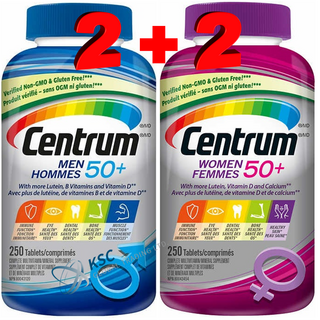센트룸 실버 포맨 실버맨 실버우먼 50세이상 종합비타민 실버세트 250정+정품증명서 캐나다 직배송, 4개, 250회분