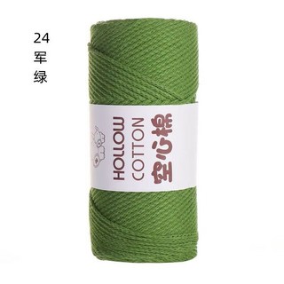 熱銷空心棉線2mm 中粗棉線 圓股棉線 麻線 粗棉線 純棉線 圓股棉繩 手工編織diy 鈎針材料 合股線 包包線, 24軍綠, 1個