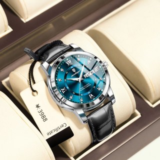 포스워백 남자 야광 방수 패션 가죽 손목 시계