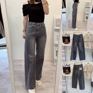 雪莉小姐 舒適百搭 顯瘦刷色高腰 灰牛仔寬褲