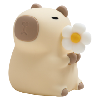 Gooday 卡皮巴拉小夜燈 拍拍燈 寶寶床頭夜燈 交換禮物氣氛燈, 花朵水豚【附白花+蓮花】