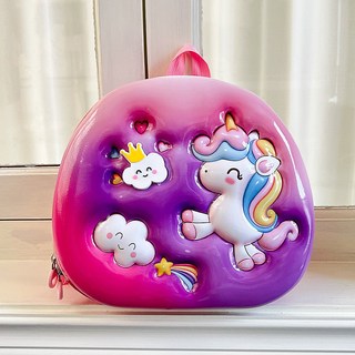 【包 您無憂 】幼兒園兒童雙肩包帶閃燈彩虹小馬寶寶可愛蛋殼女孩卡通輕便書包