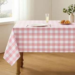 세이지 그린 화이트 체크 무늬 방수 식탁보 빨 수있는 버팔로 격자 폴리 에스터 테이블 천으로 휴일 파티, 03 50x50cm napkin, 02 04