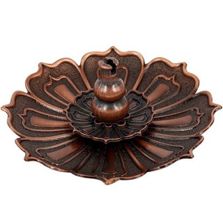 合金蓮花葫蘆三寶香盤 蓮花香座 蓮花盤香座 蓮花線香座 葫蘆香插 三件式, 紅銅色