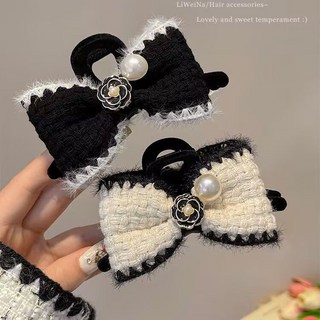 小香風蝴蝶結髮夾女秋冬後腦勺盤髮抓夾毛絨鯊魚夾子複古氣質髮飾 C Y R 6