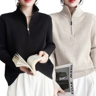 봉마르쉐 여성 겨울 니트티 하이넥 티셔츠 2종 세트