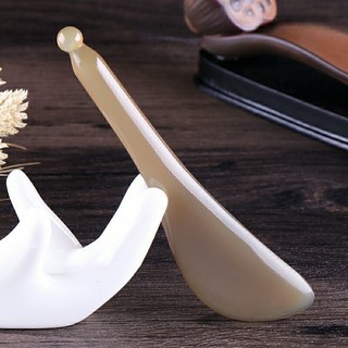牛角刮痧板 全身通用面部美容按摩頸部背部刮痧片套裝, 牛角撥筋棒1個,天然牛角, 1個