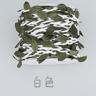 臺灣現貨 5毫米麻繩子樹葉混織森林係列裝飾麻繩 DIY手工藝背景藤條, 白色臘線樹葉10米一捲, 1個