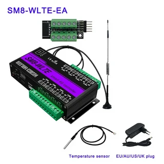 SMS GSM 4G LTE APP 웹 원격 컨트롤러 8 채널 릴레이 출력 입력 SM8-WLTE 온도 습도 정전 경고, 04 EA with TH sensor