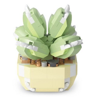 多肉植物盆栽積木，仿真多肉植物，創意盆栽擺飾，辦公室居家療癒小物, P1248沐沐春風, 1個