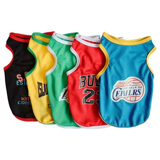 BONITOA 1+1 강아지옷 고양이옷 농구복 쿨링 나시 조끼 티셔츠 S-XL, 세트08_레드+블루, 1개