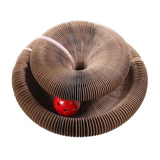 YSSHOP 아코디언 모양 고양이 스크래처 장난감 실내 고양이용 인터랙티브 놀이 장난감 새끼 고양이 훈련용 양면 사용, 골판지, 갈색