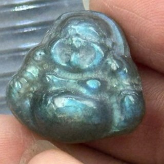 采禪手作 B477 拉長石 佛公 彌勒佛 （側直通孔）采禪指定訂製款 18.9*20*9.5mm, 1個