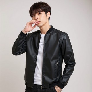 AT 潮玩藝 男皮外套 騎士外套 合成皮長袖 ykn808