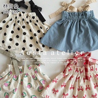 【林豆桑】現貨 韓國代購 AOSTA夏日綁帶上衣/造型洋裝 綁帶 /夏日 亞麻 韓國童裝