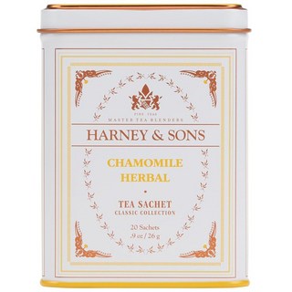 Harney & Sons 카모마일 허브티 20개입 클래식 화이트 틴, 40g, 단일
