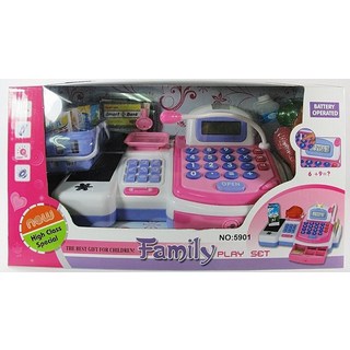 阿LIN 仿真超市收銀機玩具 兒童益智扮家家酒遊戲 聲光效果, 1個, 粉紅色