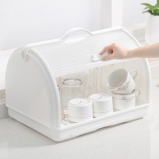 헬렌 주방 대용량 뚜껑 컵 식기 젖병 건조대 수납 정리 보관함 물받이, 헬렌-화이트