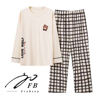 FvaBzon 커플 순면 잠옷 캐주얼 귀여운 실내복 신혼부부 파자마