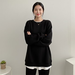 데일로엔 여성 오버핏 레이어드 맨투맨 긴팔 티셔츠